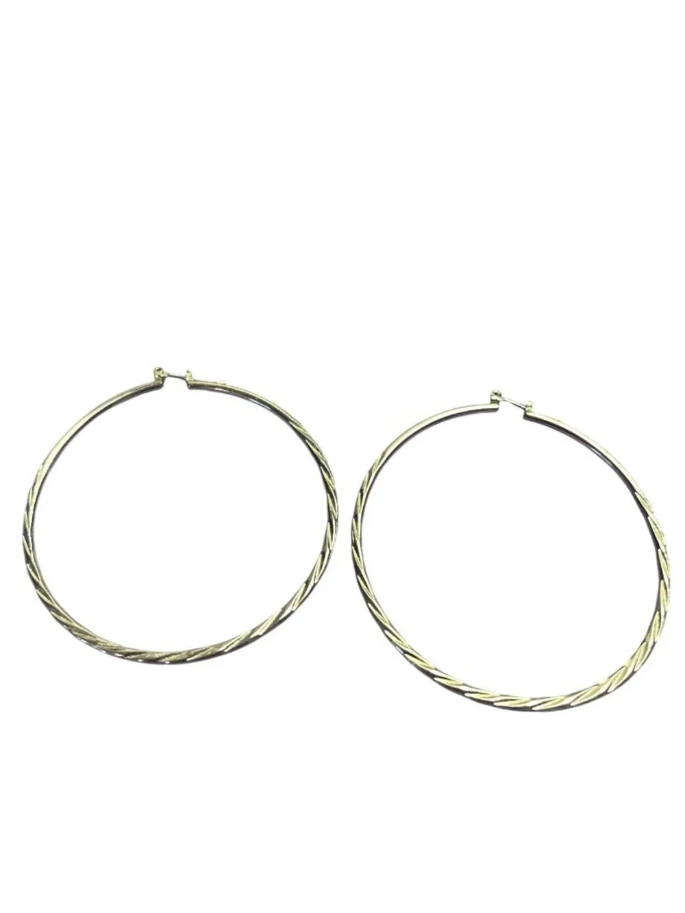 Silvertone Textured Hoop Earrings 2.25 inches